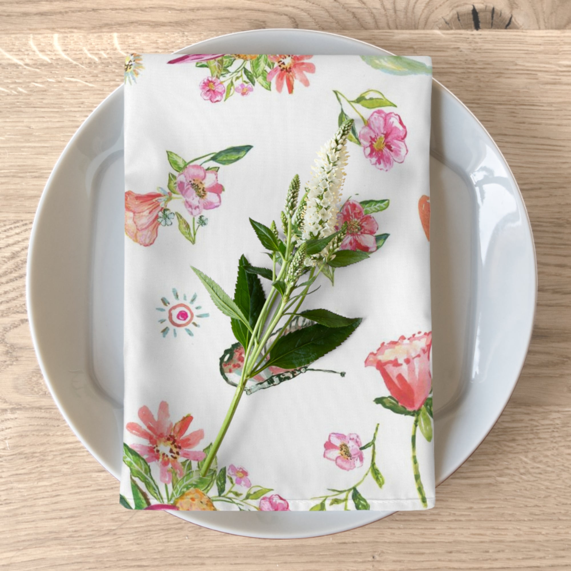 Set of Four Floral Napkins | Spring Napkin Set | Table Accessories | Table Decor