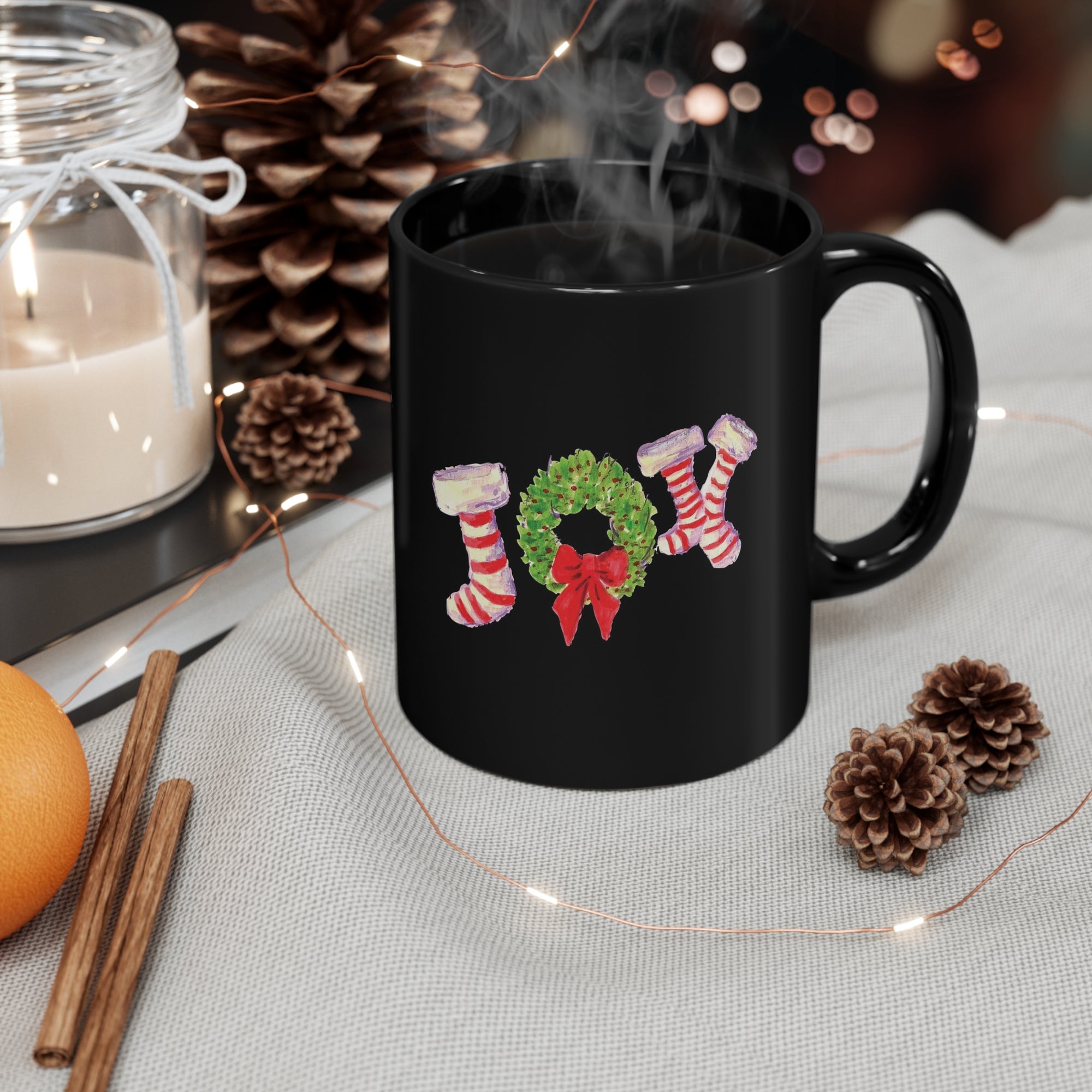 Holiday Festive Joy Stockings Ceramic Mug - Christmas Holiday Mug