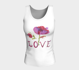 Love Purple and Red Tulip Peachskin Jersey Fitted Tank Top