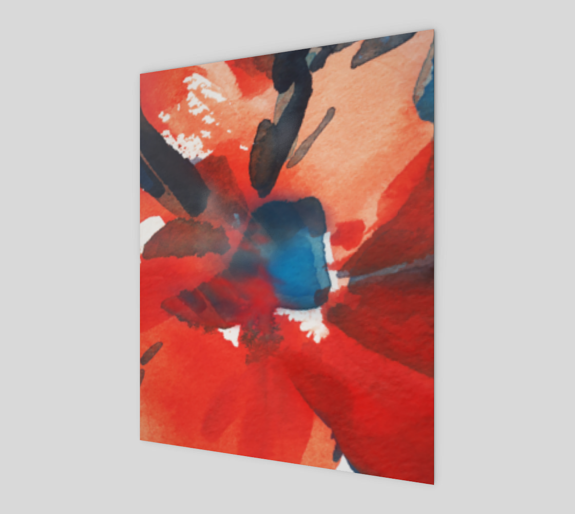 Poster Art Print 8" X 10" Red White Blue/Red Flower