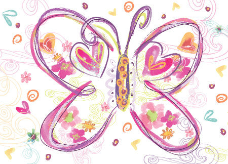 Blank Big Pink Butterfly Greeting Card - Dreams After All