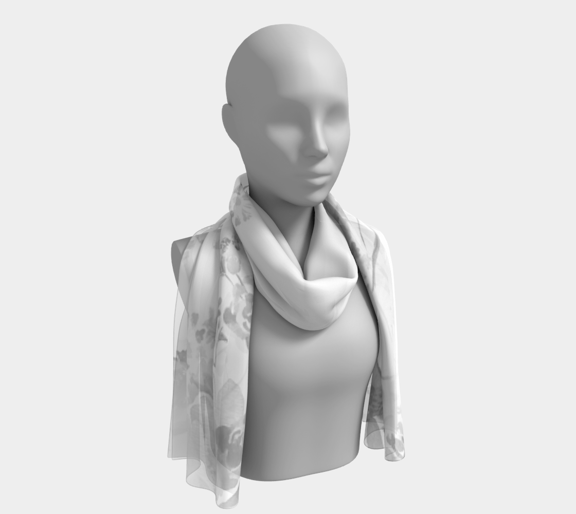 Grey and White Floral Long Scarf - Dreams After All