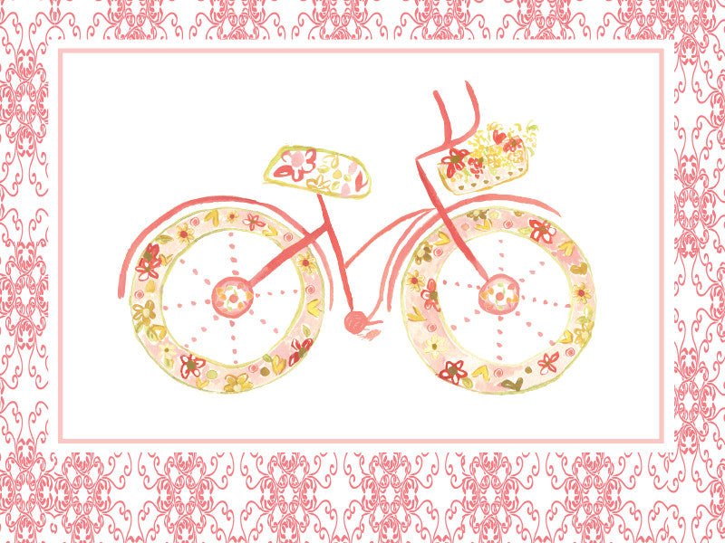 Blank Pink BIcycle Greeting Card - Dreams After All