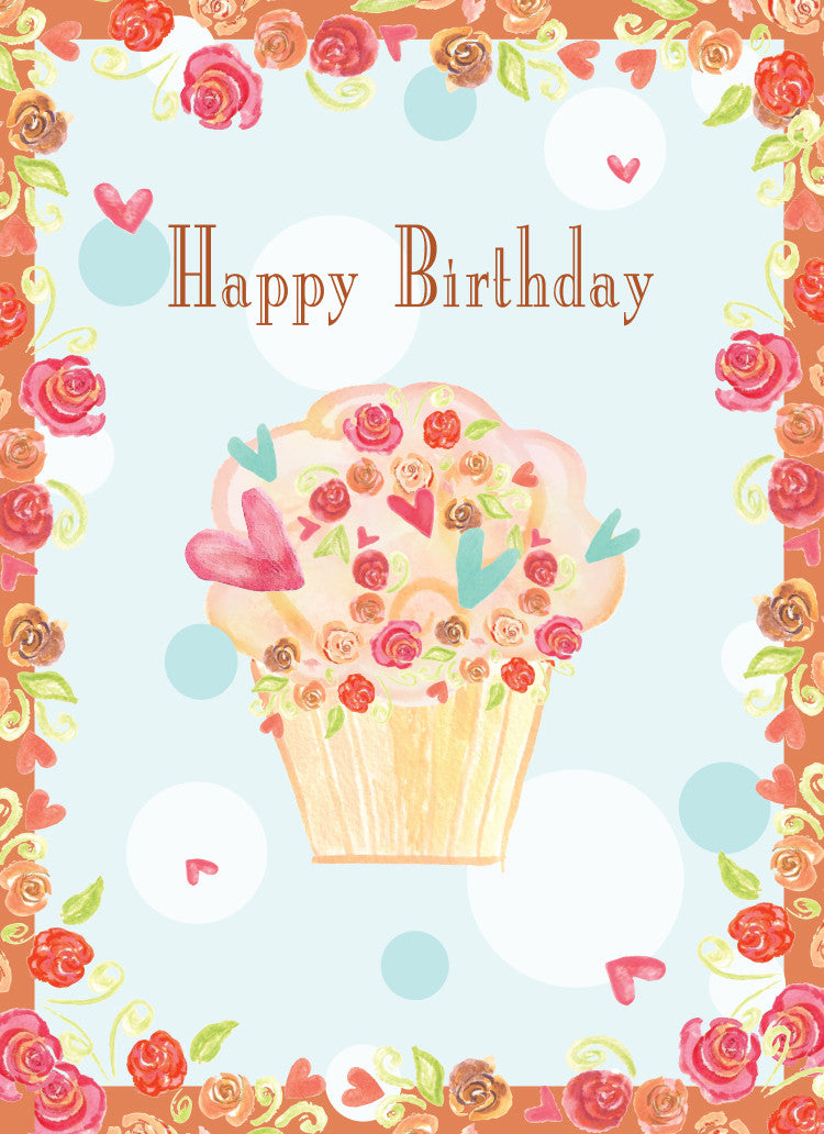 Rose Cupcake Birthday Card - Dreams After All