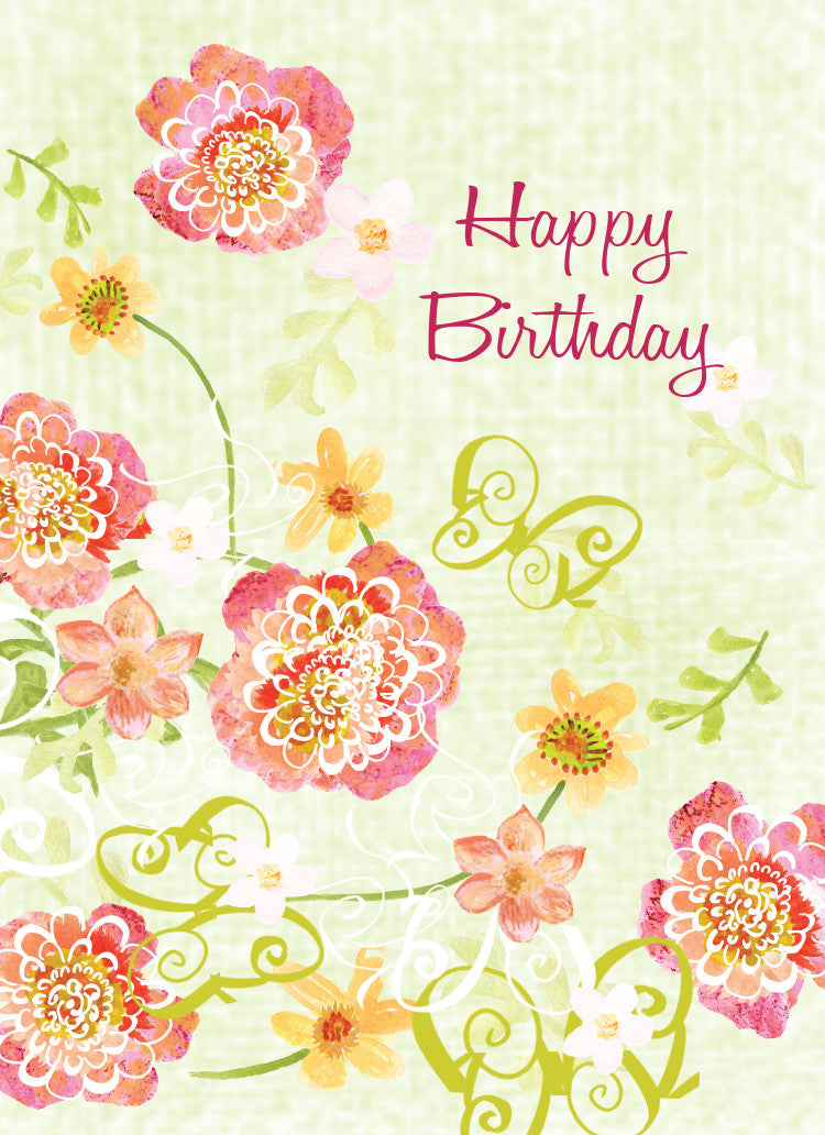 Lime Green Floral Birthday Card - Dreams After All