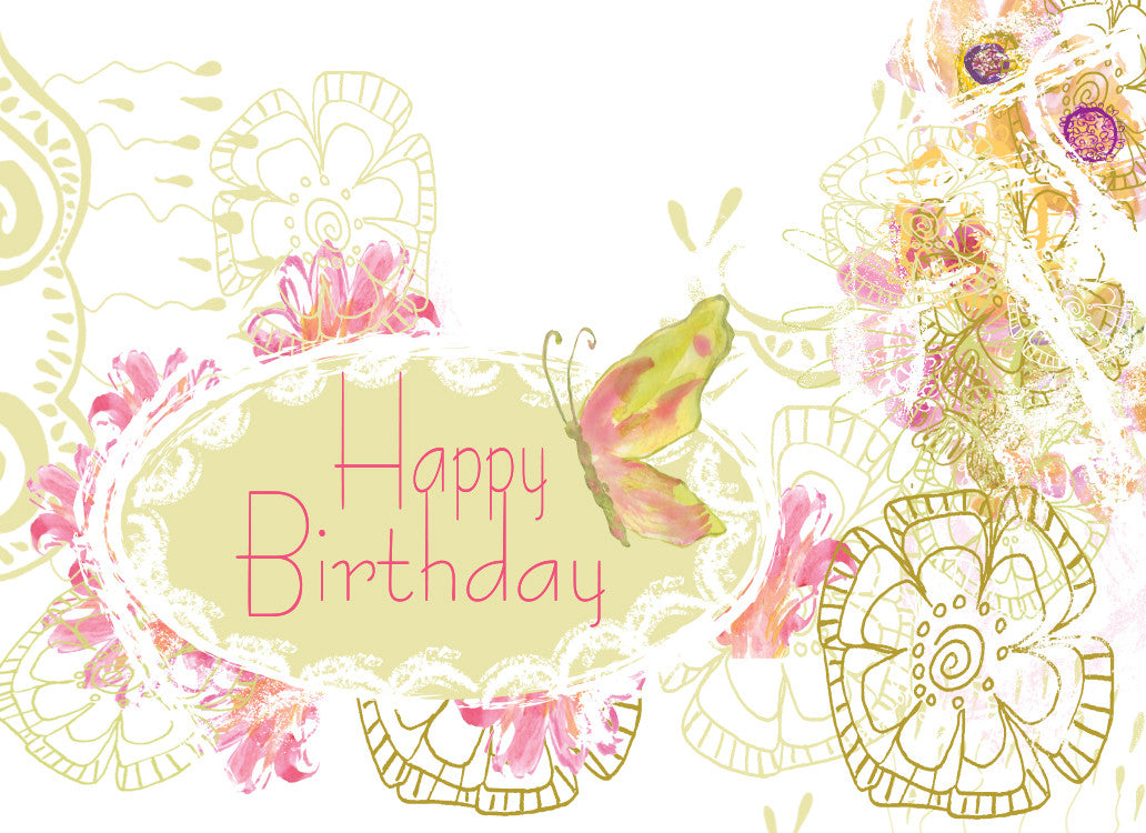 White Lace Happy Birthday Greeting Card