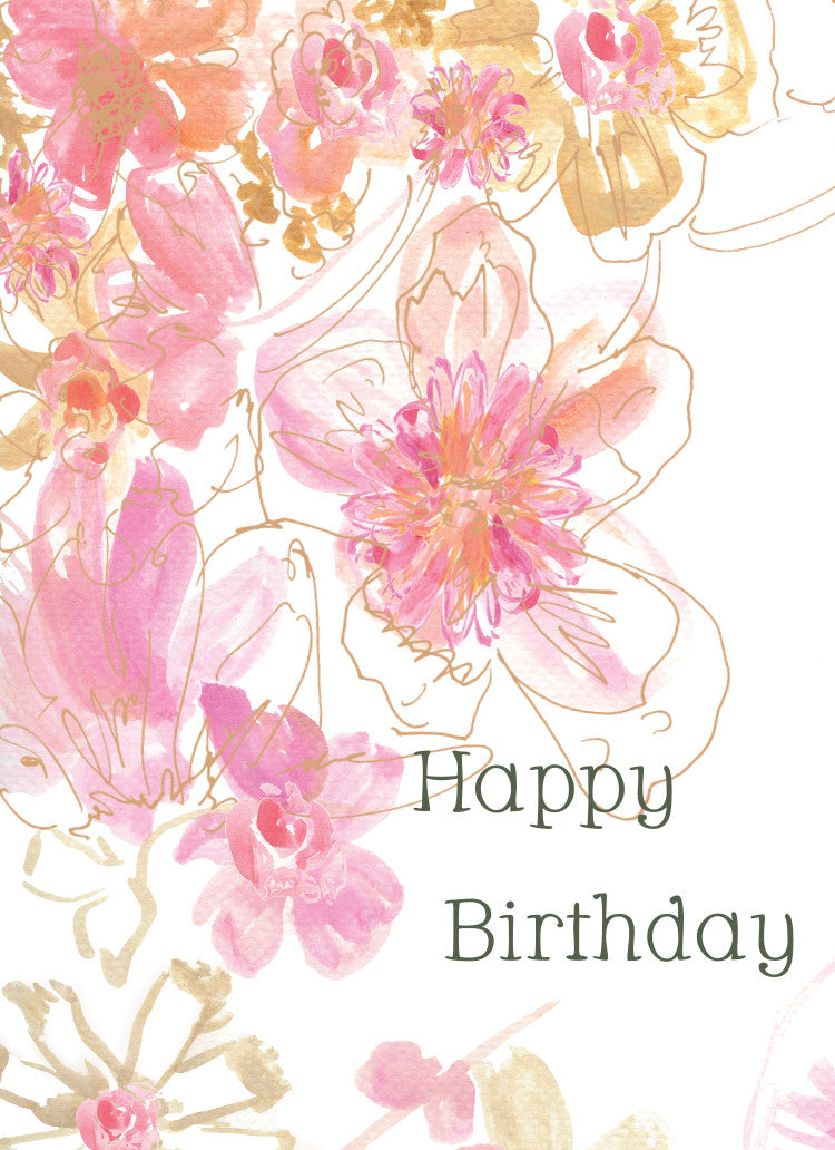 Watercolor Pink Birthday Card - Dreams After All