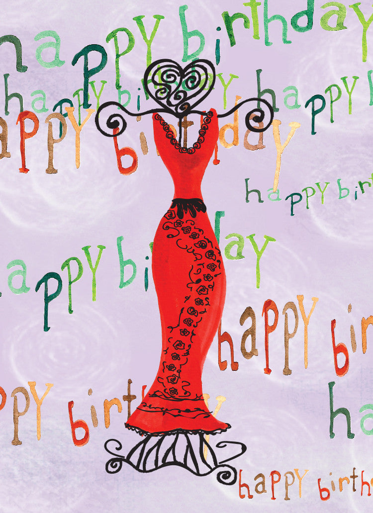 Red Dress Happy Birthday Card - Dreams After All