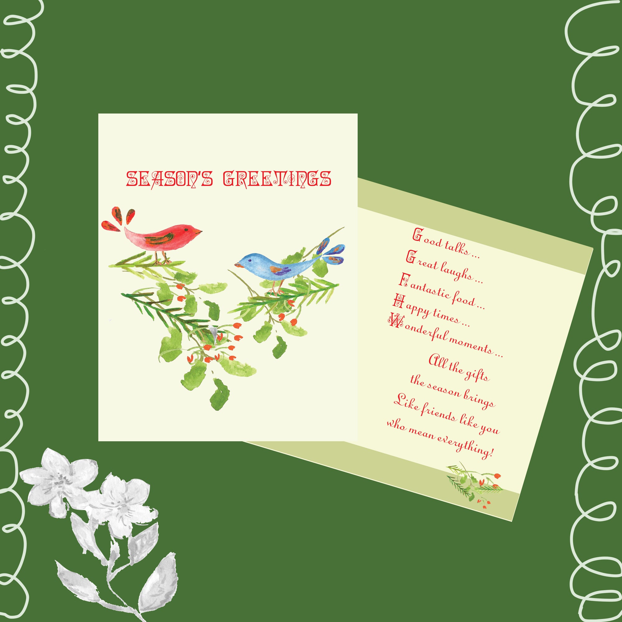 6 CARDS - Season's Greetings Holiday Cards - Dreams After All