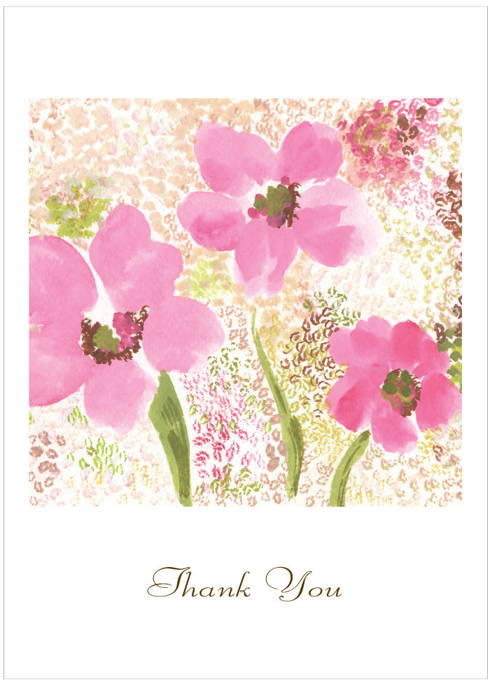 Thank You Pink Flower Dots Card Sets