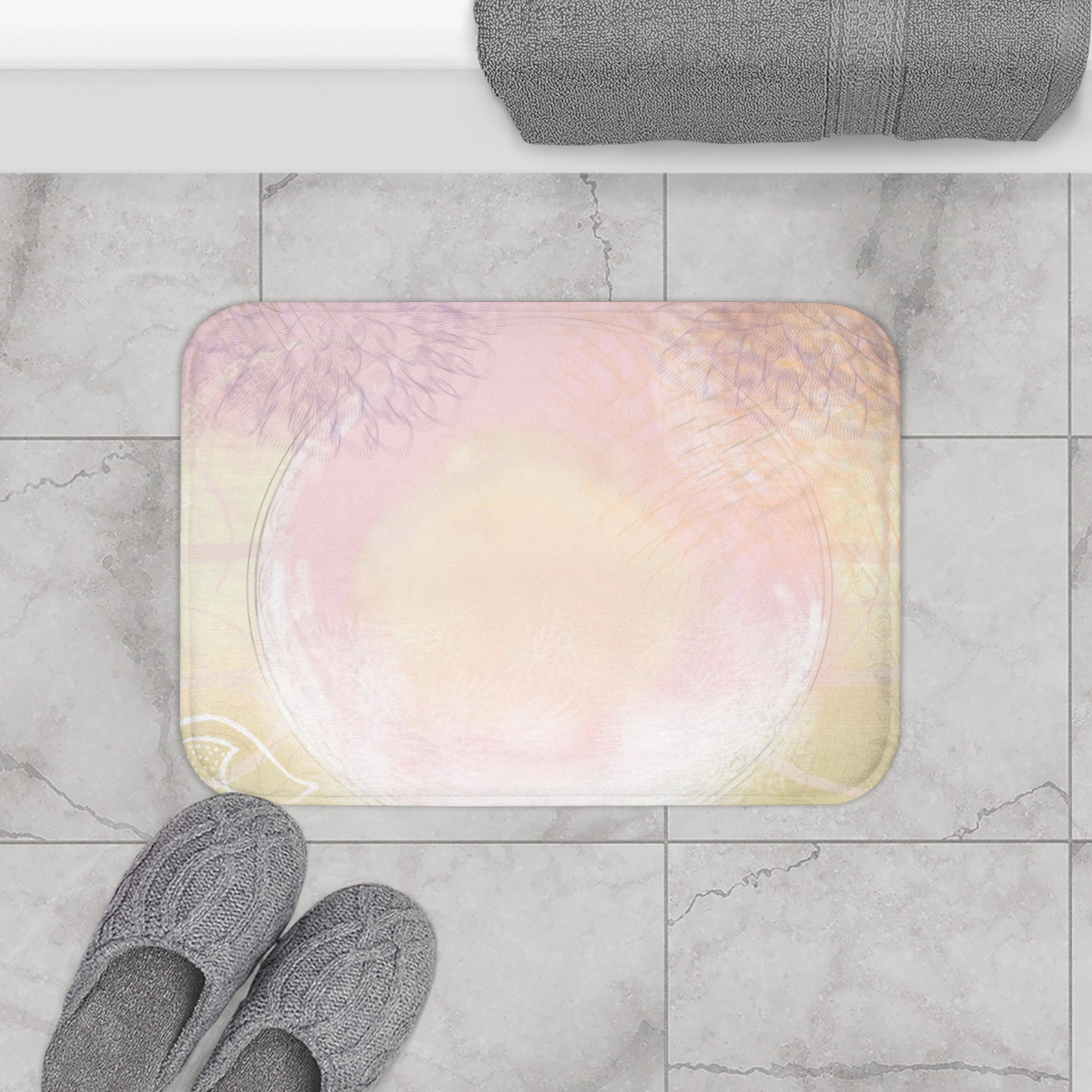 Pastel Blossom Bath Mat, Soft Bathroom Rug, Flower Decor, Floor Mat, Perfect Gift for Home, Spa Vibe, Spring Decor