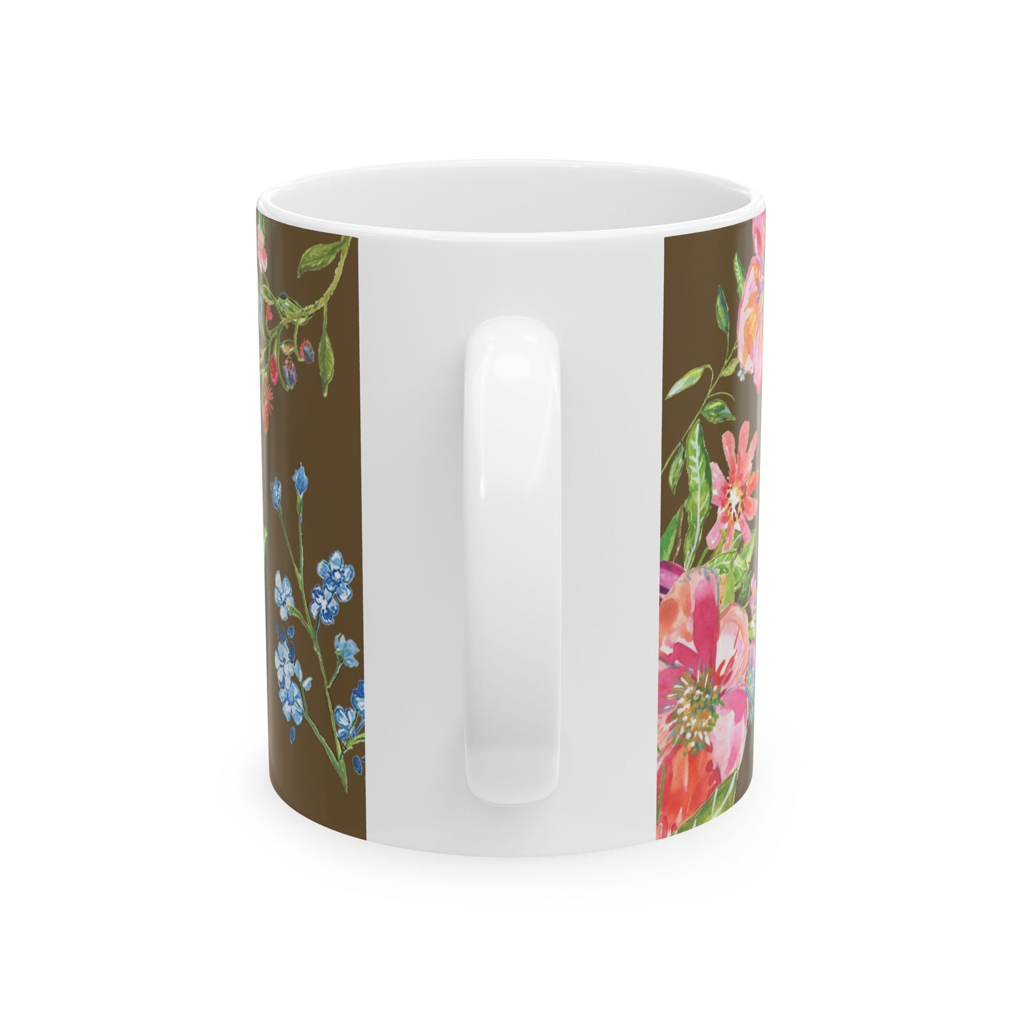 Coffee Mug Floral Ceramic 11 ounce Mug| | Wildflower Mug | Festive Mug | Drink Dinnerware | Coffee Mug | Brown Everyday