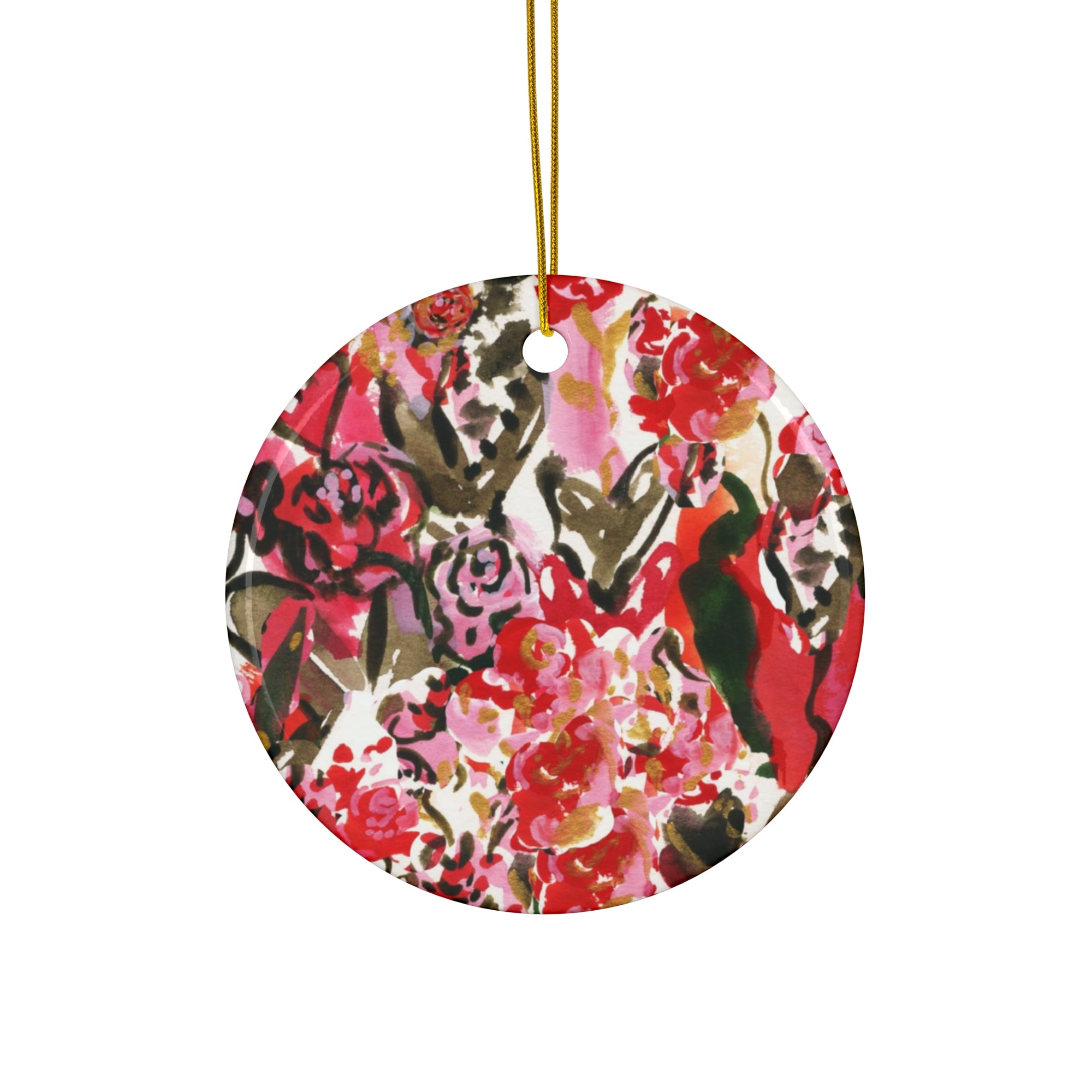 Star Christmas Ornament | Red Holiday Decor | Red Ornaments | Pink Tree | Art for Christmas