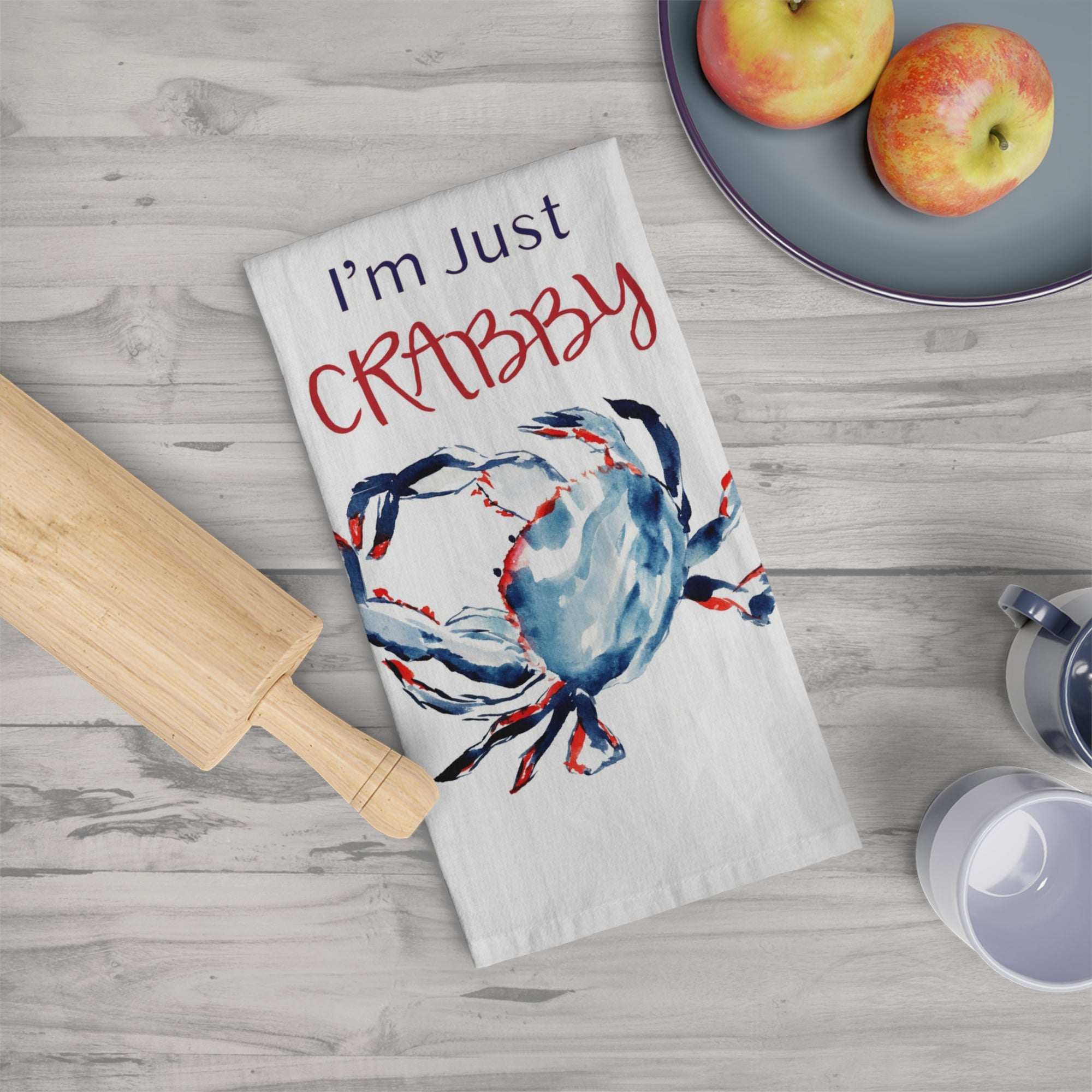 Crab Art Tea Towel | Nautical Tea Towel | Patriotic Tea Towel | Red White Blue Crab Towel