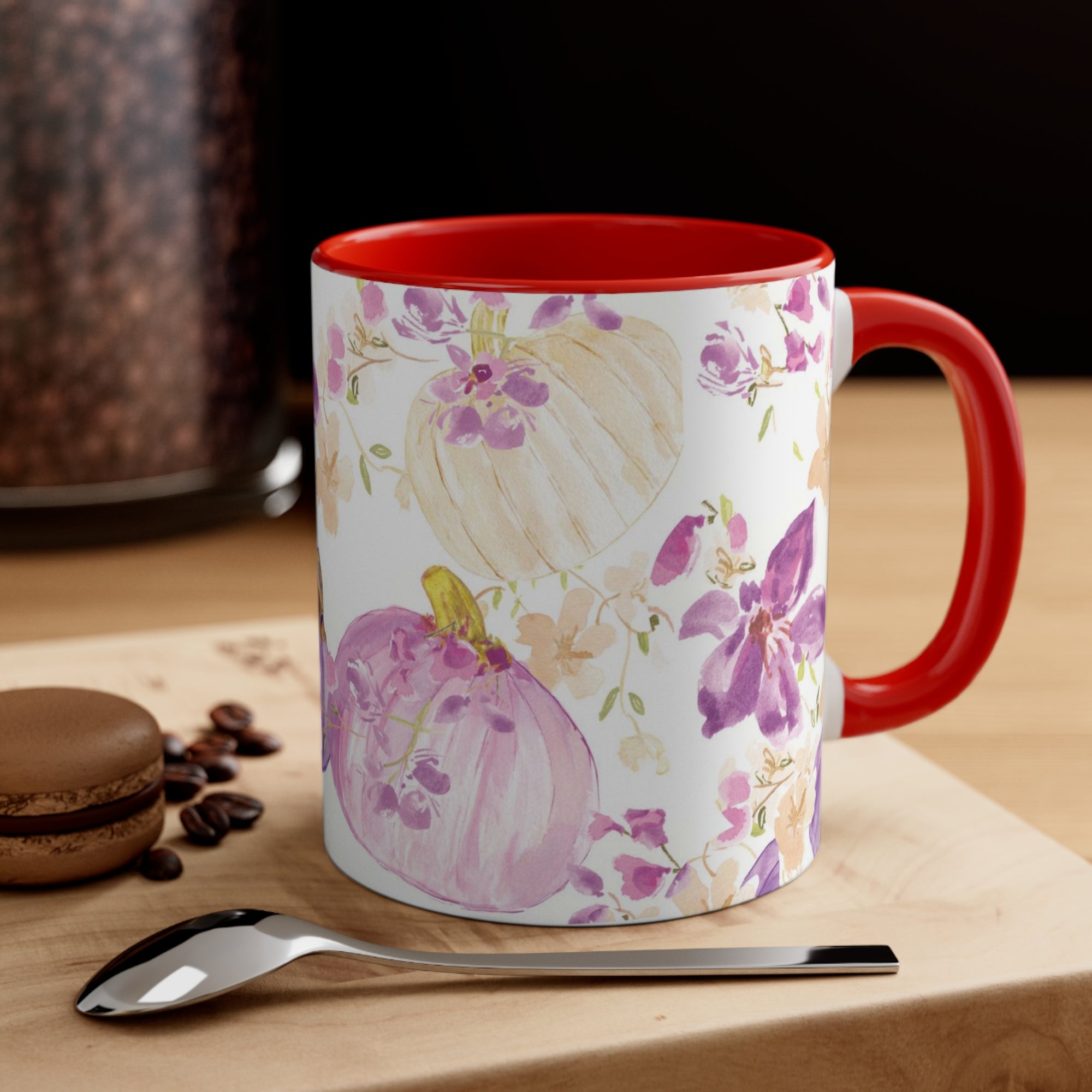 Lavender Mug with Watercolor Painted Pumpkins | Elegant Pumpkin Purple Coffee Mug, 11oz | Mugs with Colored Pumpkins