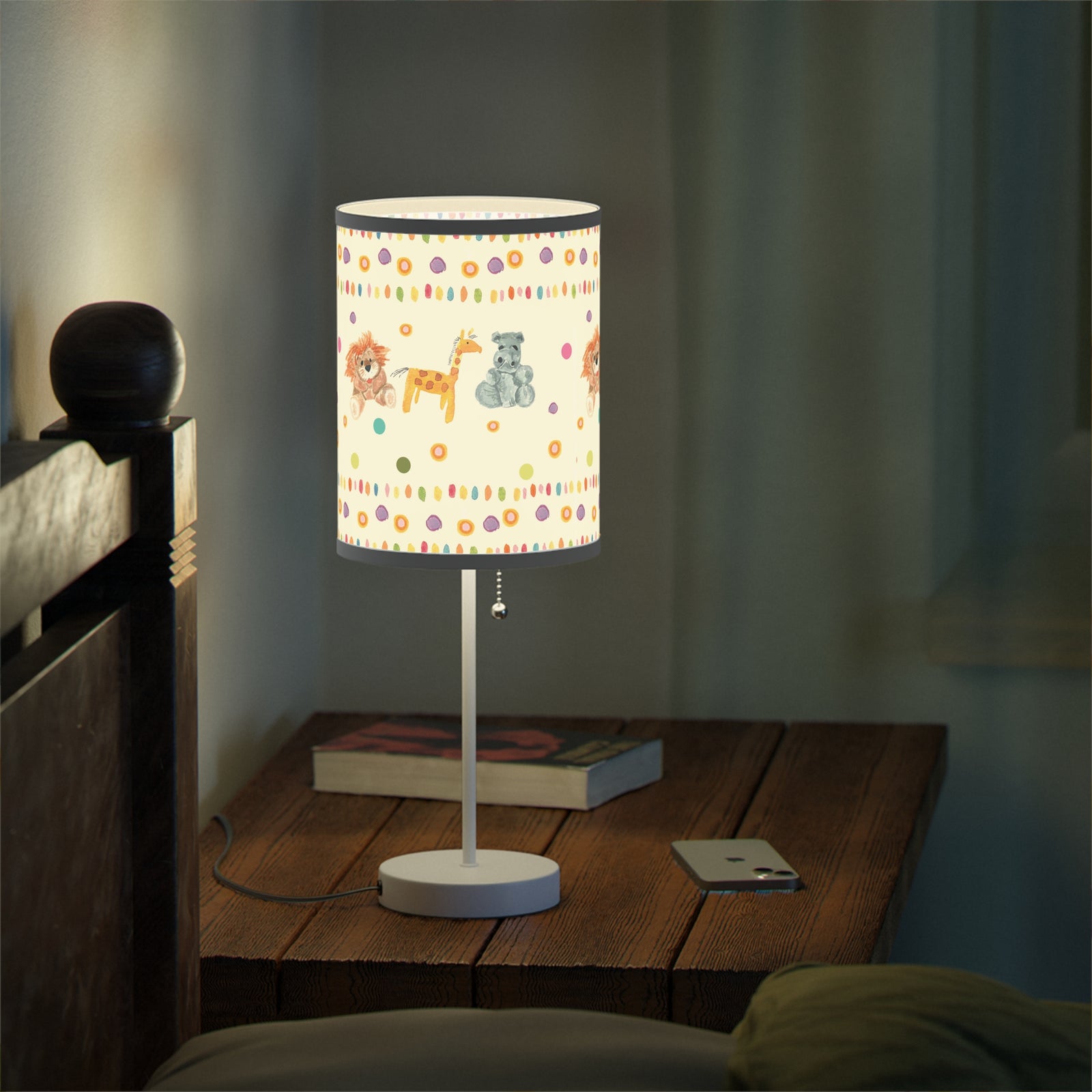 Lamp for Baby Room | Baby Animals on Lamp on a Stand | Yellow Baby Lamp for Table