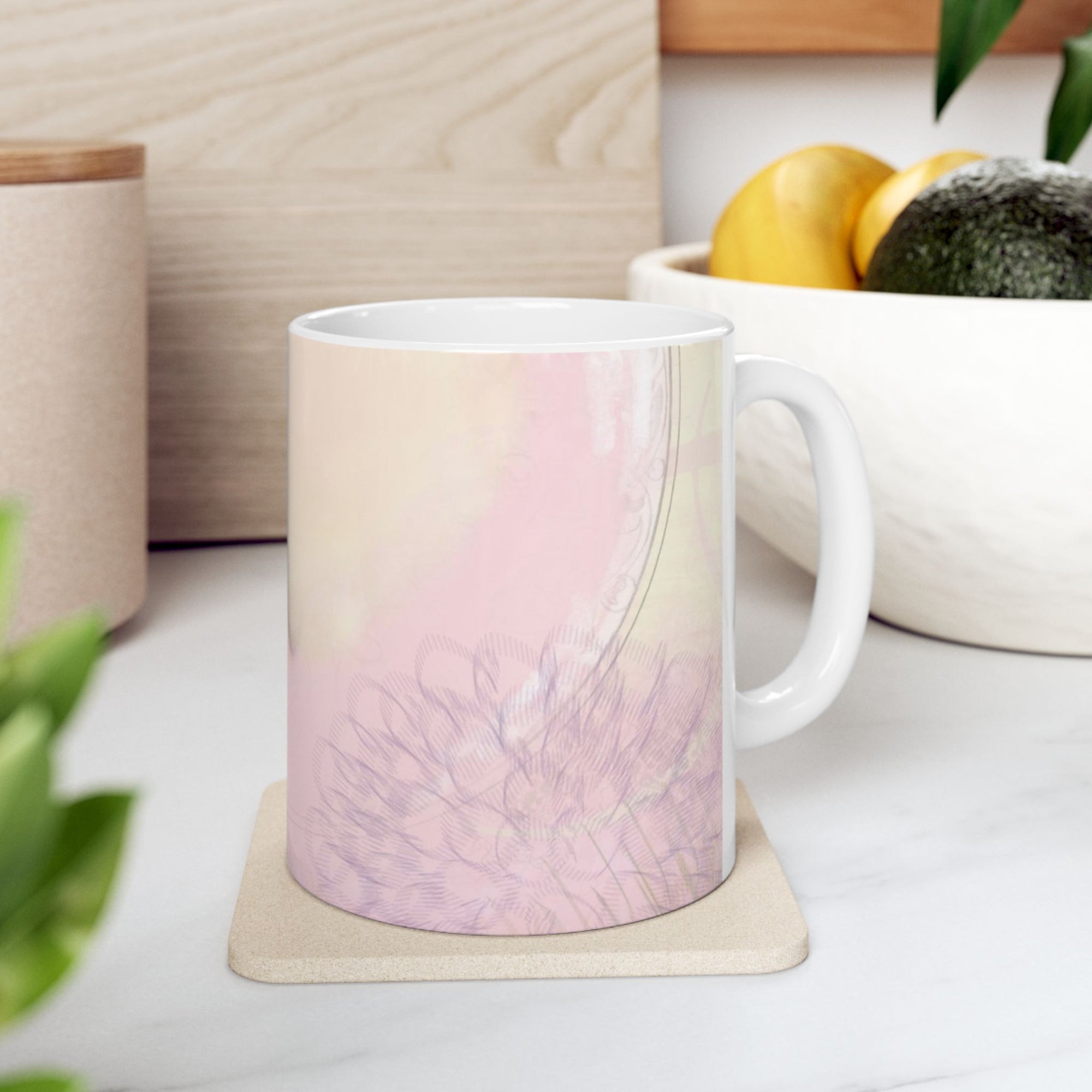 Pink Ceramic Mug, | 11 Ounce Mug | Morning Mood Mug | Mugs for Gifts | Mugs for Work 15 Ounce Mug