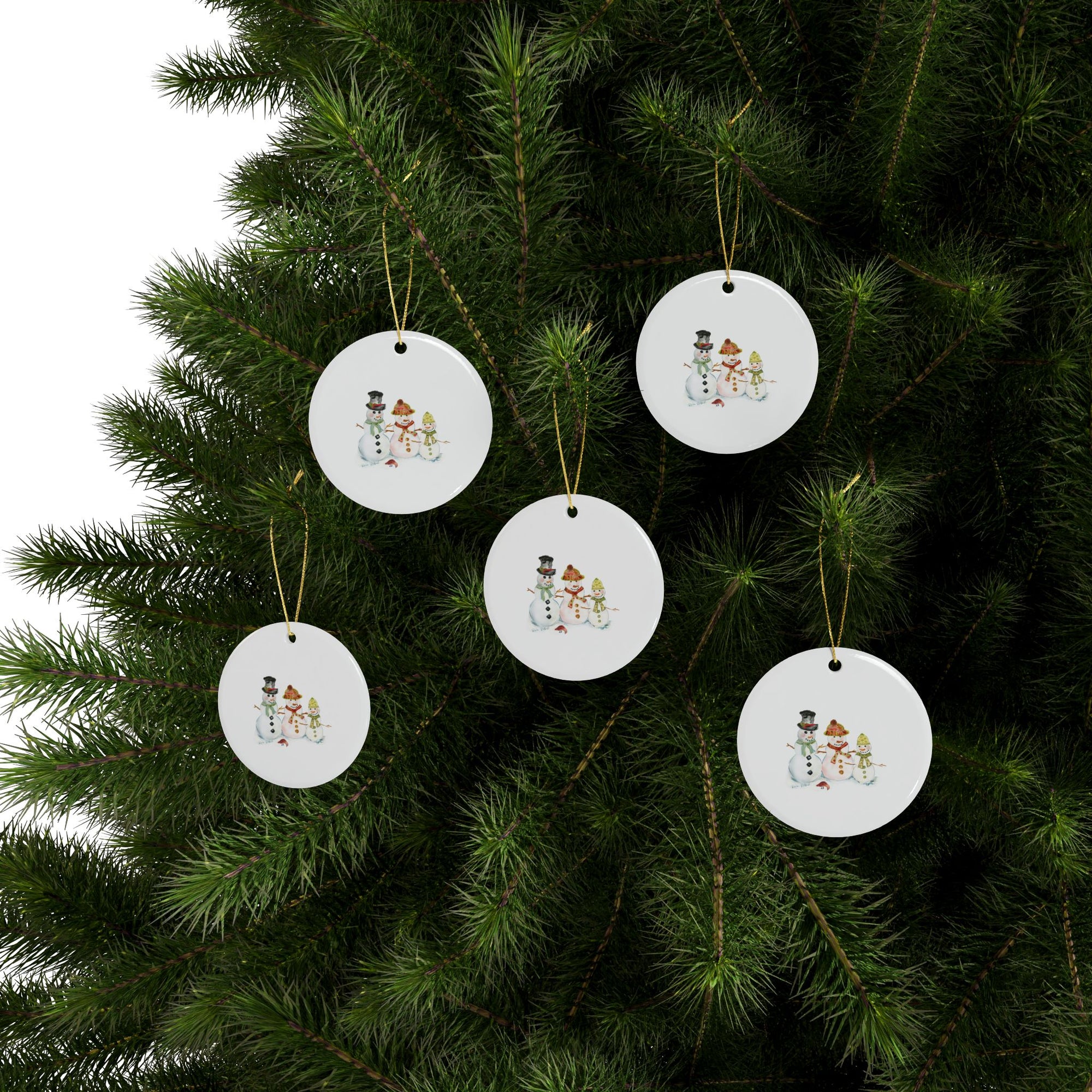 Watercolor Art Christmas Ornament | Snowman Holiday Ornaments | Snowman Family Ornament | Christmas Ornament with Snowmen