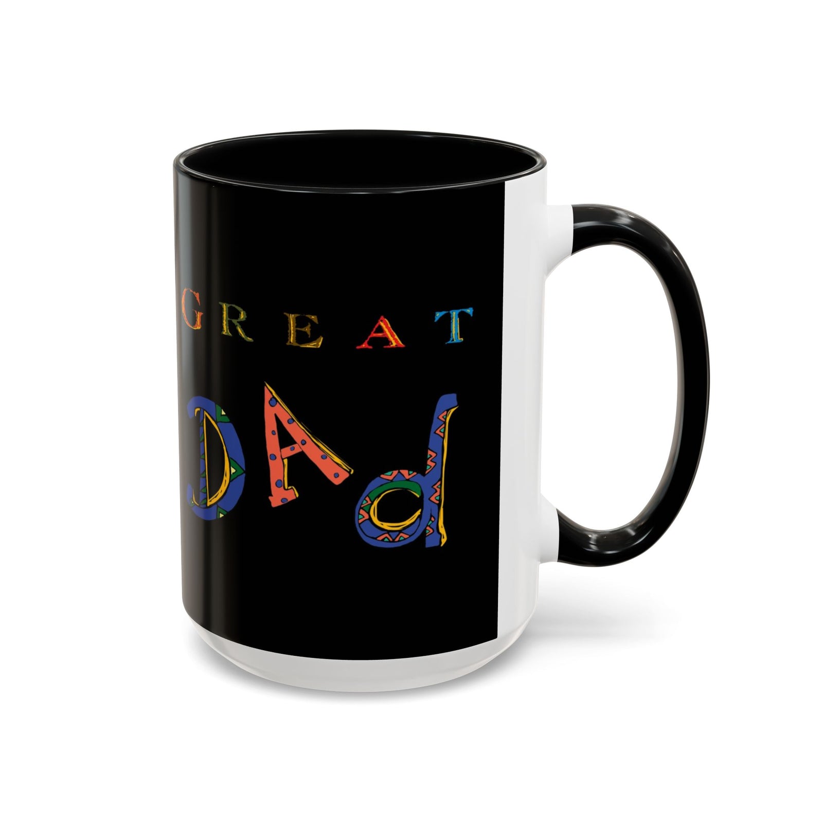 Colorful Great Dad Accent Coffee Mug - Perfect Gift for Father's Day, Birthday, Relaxation, Coffee Lovers, Home Decor