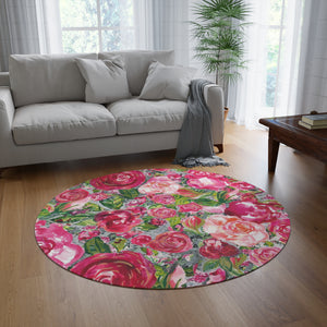 Victorian Floral Round Rug | Dining Room Round Rug | Vintage Look Living Room Round Rug