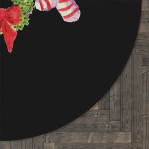 Christmas Black Round Rug | Funny Holiday Rug Round