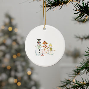 Watercolor Art Christmas Ornament | Snowman Holiday Ornaments | Snowman Family Ornament | Christmas Ornament with Snowmen