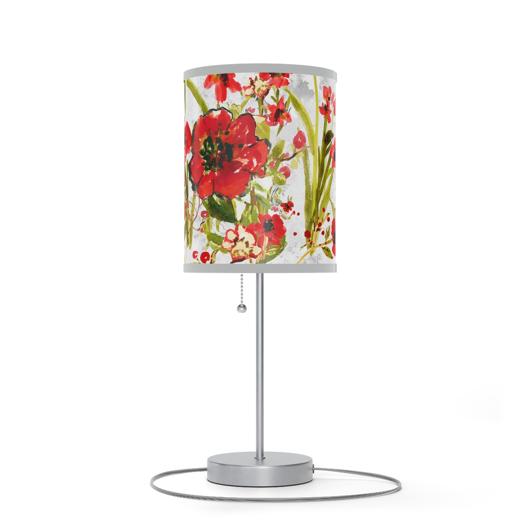 Red Floral Watercolor Lamp | Artisan Lamp