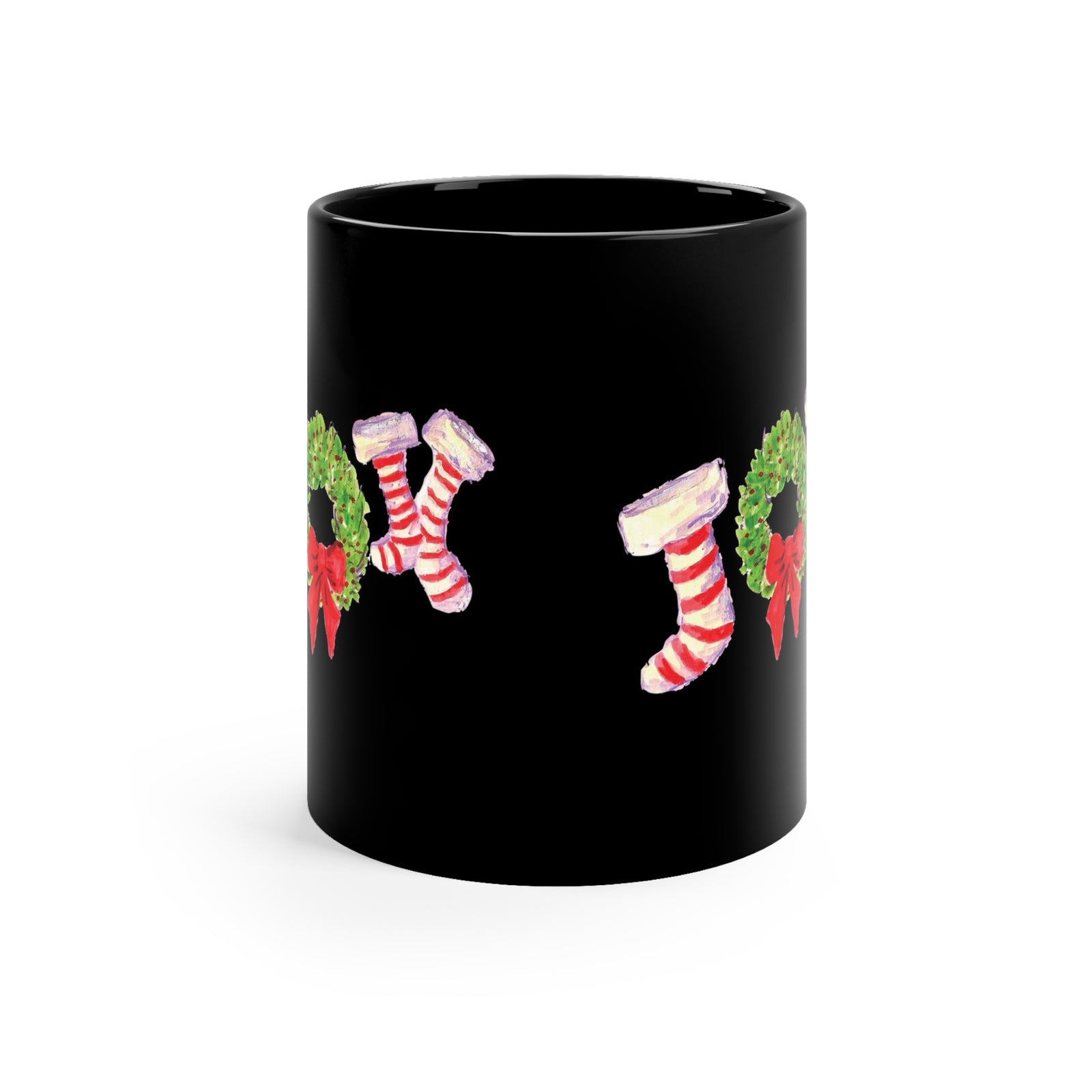 Holiday Festive Joy Stockings Ceramic Mug - Christmas Holiday Mug
