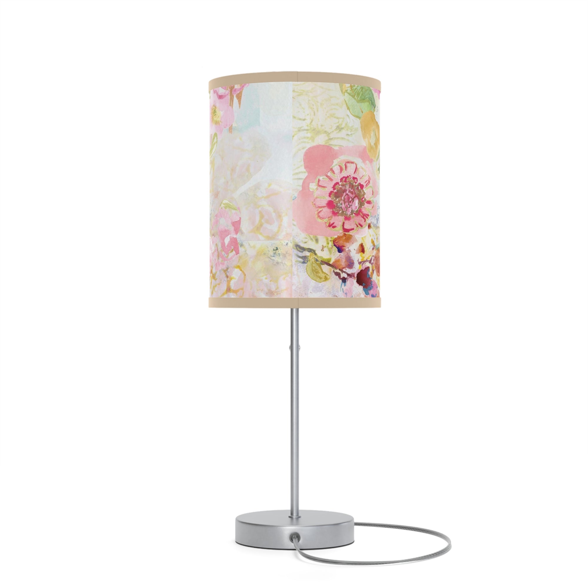 Floral Pink Lamp on a Stand | Desk Lamp | Nightstand Lamp