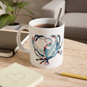 Red White and Blue Mug, Funny Mug, Mug for Lake House, Crabby But Cute Coffee Mug — 'Sorry I’m a Little Crabby' Ceramic 11oz