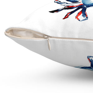 Funny Ocean Animal Pillow | Patriotic Crab Pillow | Red White and Blue Square Pillow