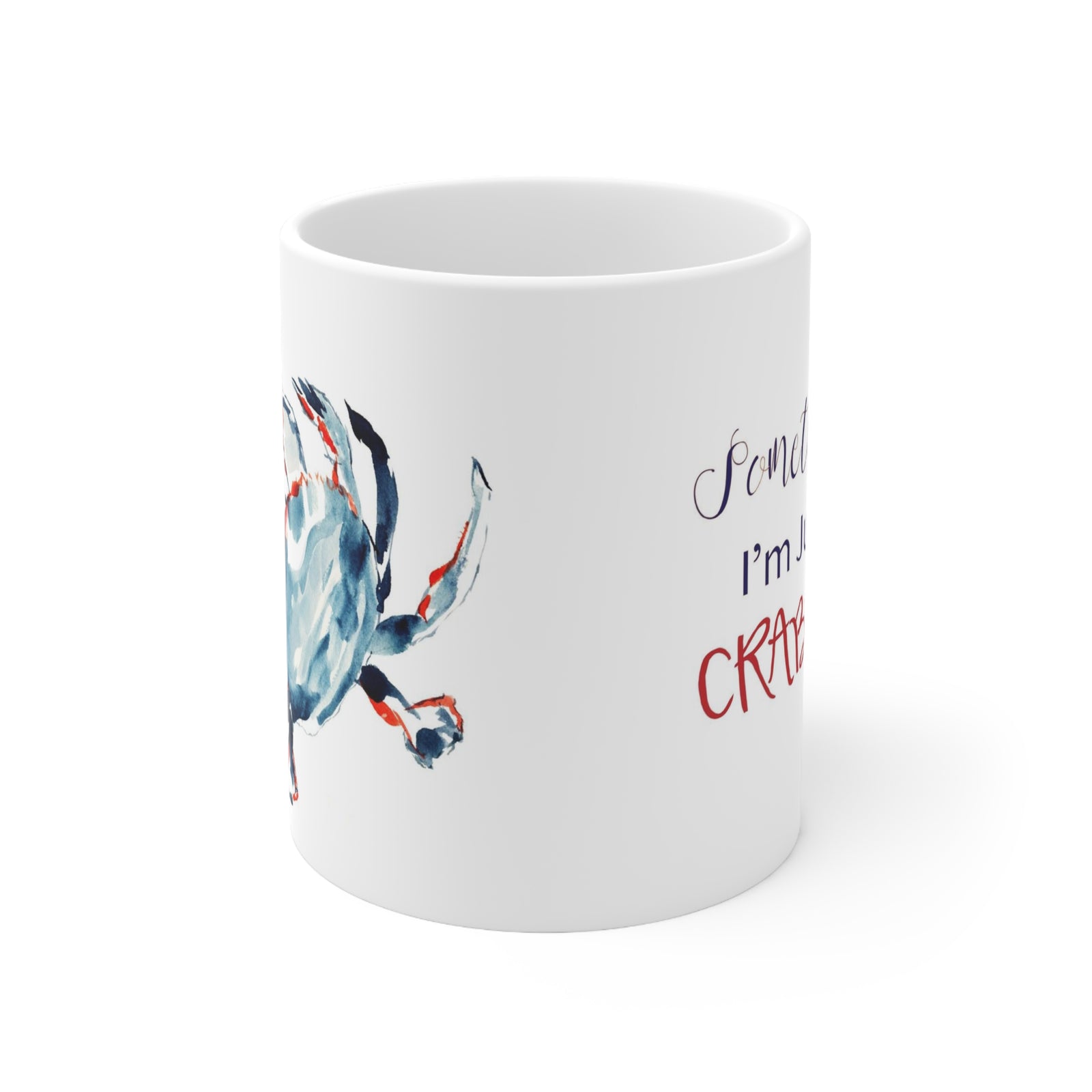 Funny Crab Mug | Nautical Gifts | Fun Red White and Blue Crab Ceramic Mug 11oz |