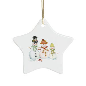 Watercolor Art Christmas Ornament | Snowman Holiday Ornaments | Snowman Family Ornament | Christmas Ornament with Snowmen