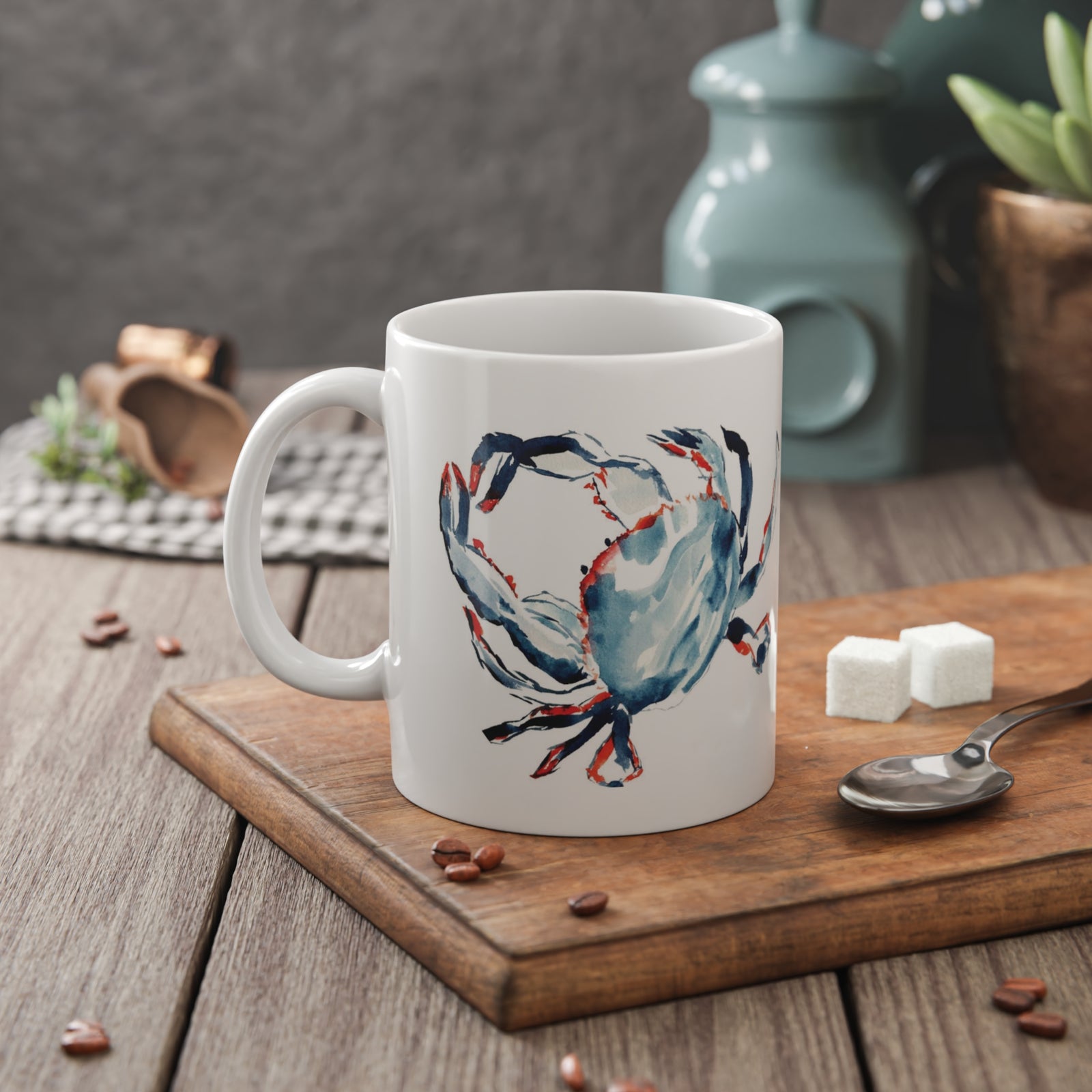 Red White and Blue Mug, Funny Mug, Mug for Lake House, Crabby But Cute Coffee Mug — 'Sorry I’m a Little Crabby' Ceramic 11oz
