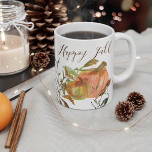 Thanksgiving Coffee Mug 11oz | Watercolor Pumpkins Coffee Mug | Original Art Mug for Tea, Coffee, Hot Chocolate