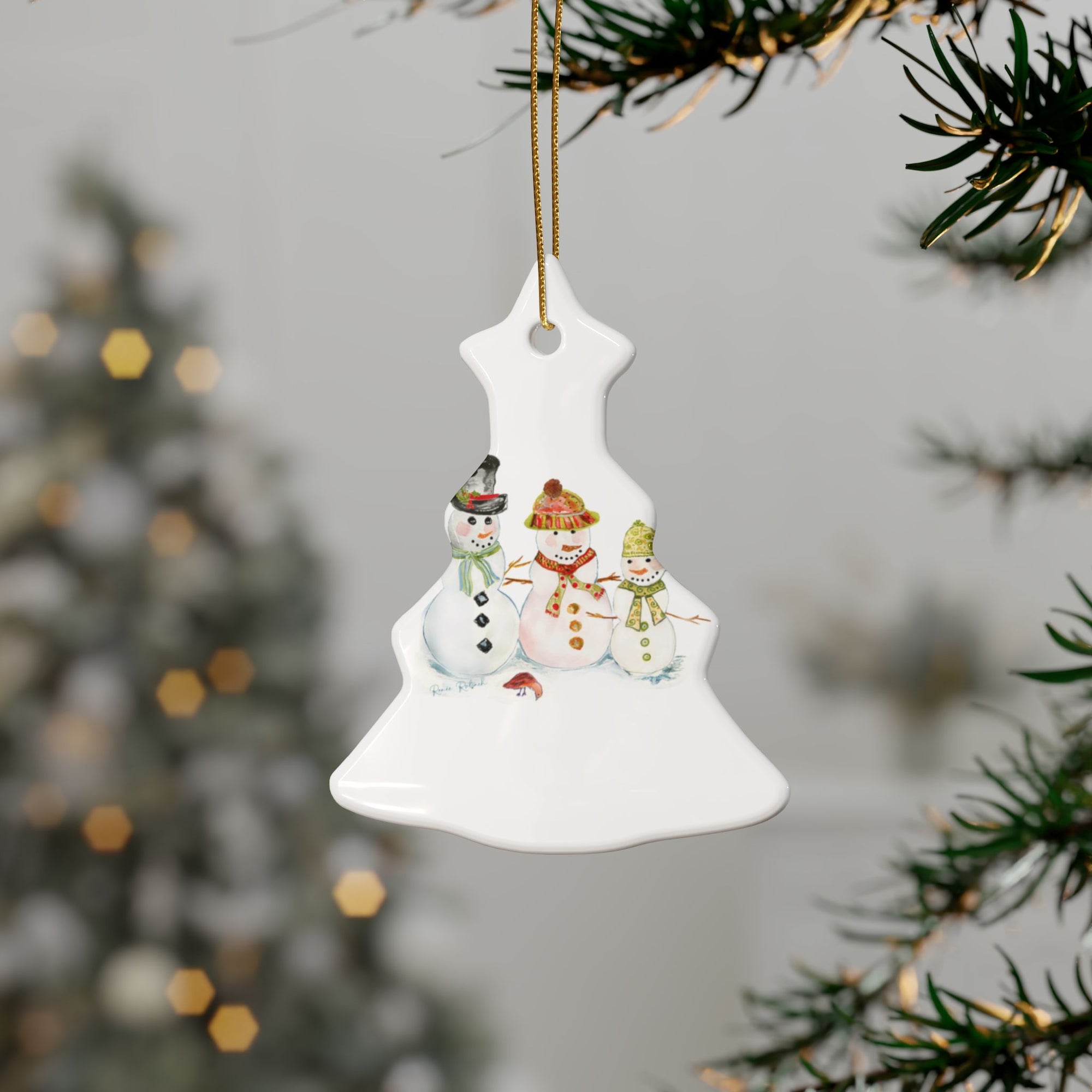 Watercolor Art Christmas Ornament | Snowman Holiday Ornaments | Snowman Family Ornament | Christmas Ornament with Snowmen