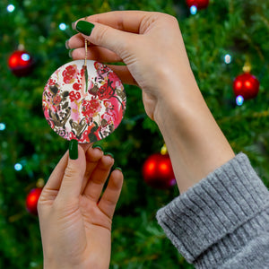 Red Holiday Ceramic Ornament | Christmas Red Abstract Ornament Decor |  Christmas Gift for Teacher