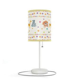 Baby Room Decor | Baby Animals on Lamp on a Stand | Yellow Baby Lamp for Table