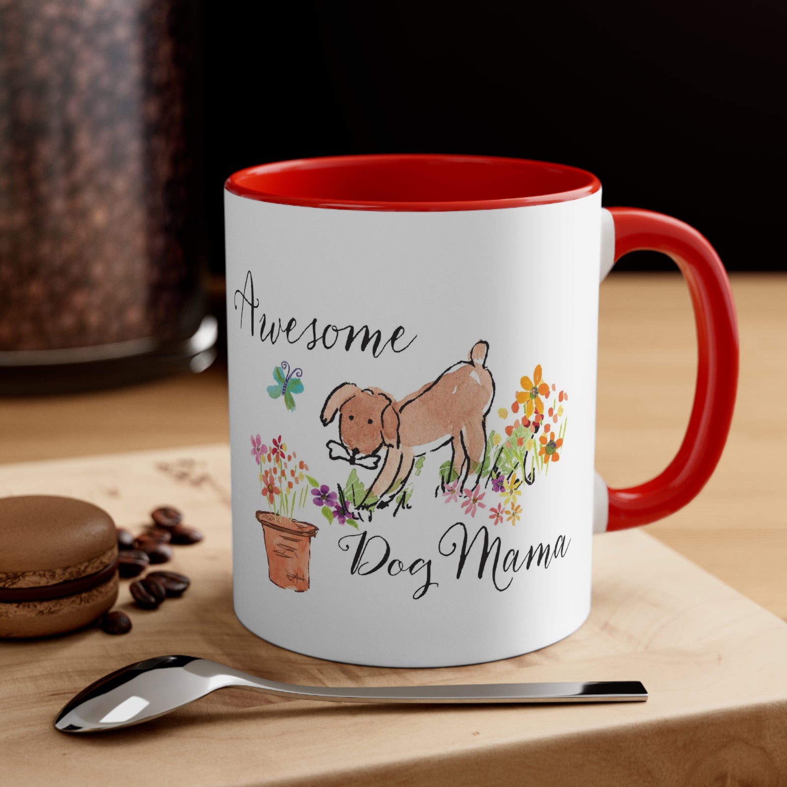 Awesome Dog Mama Pink or Red Accent Coffee Mug, 11oz