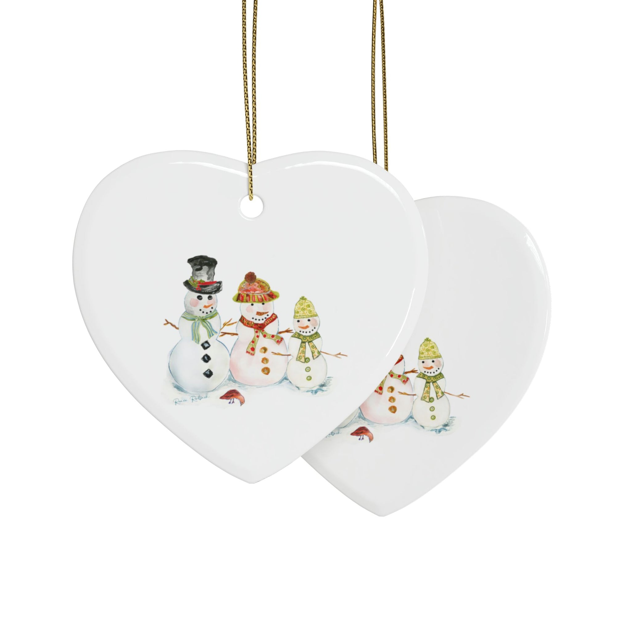 Watercolor Art Christmas Ornament | Snowman Holiday Ornaments | Snowman Family Ornament | Christmas Ornament with Snowmen