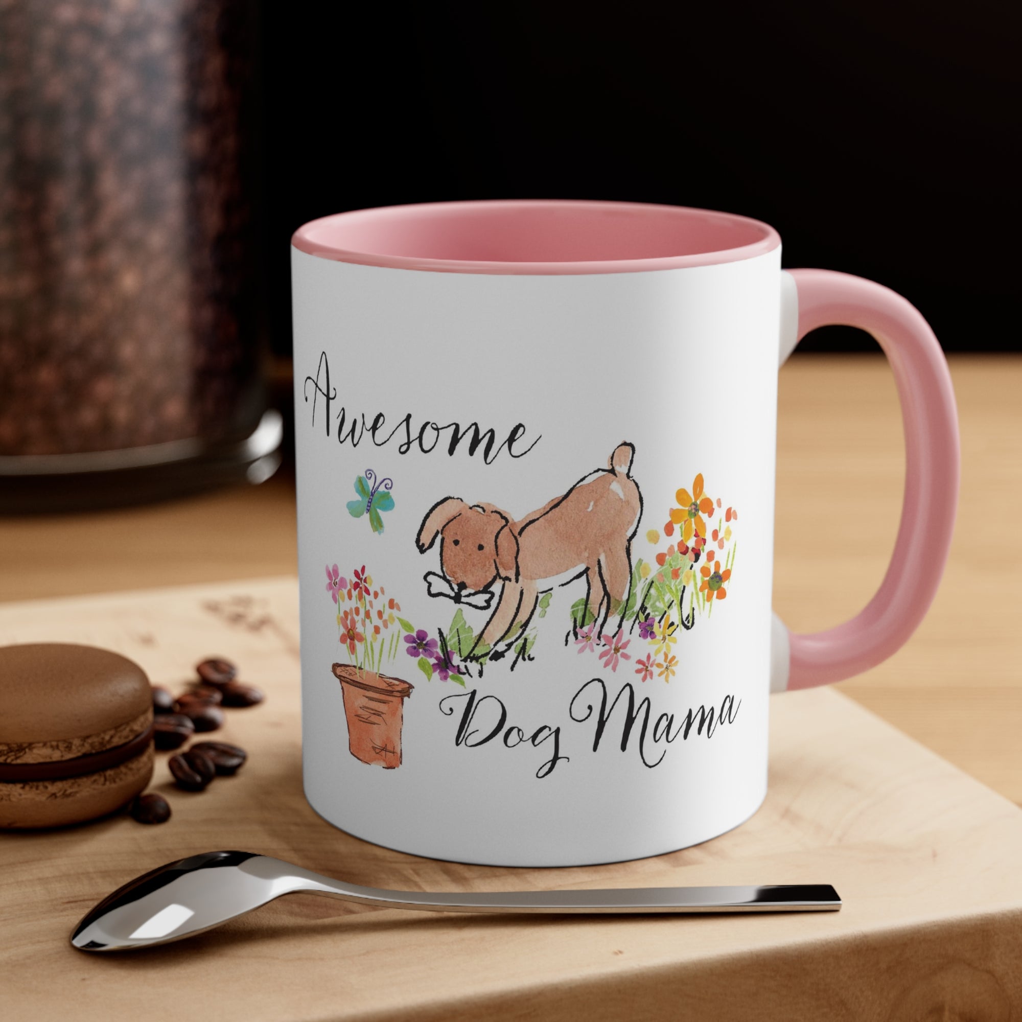 Awesome Dog Mama Pink or Red Accent Coffee Mug, 11oz