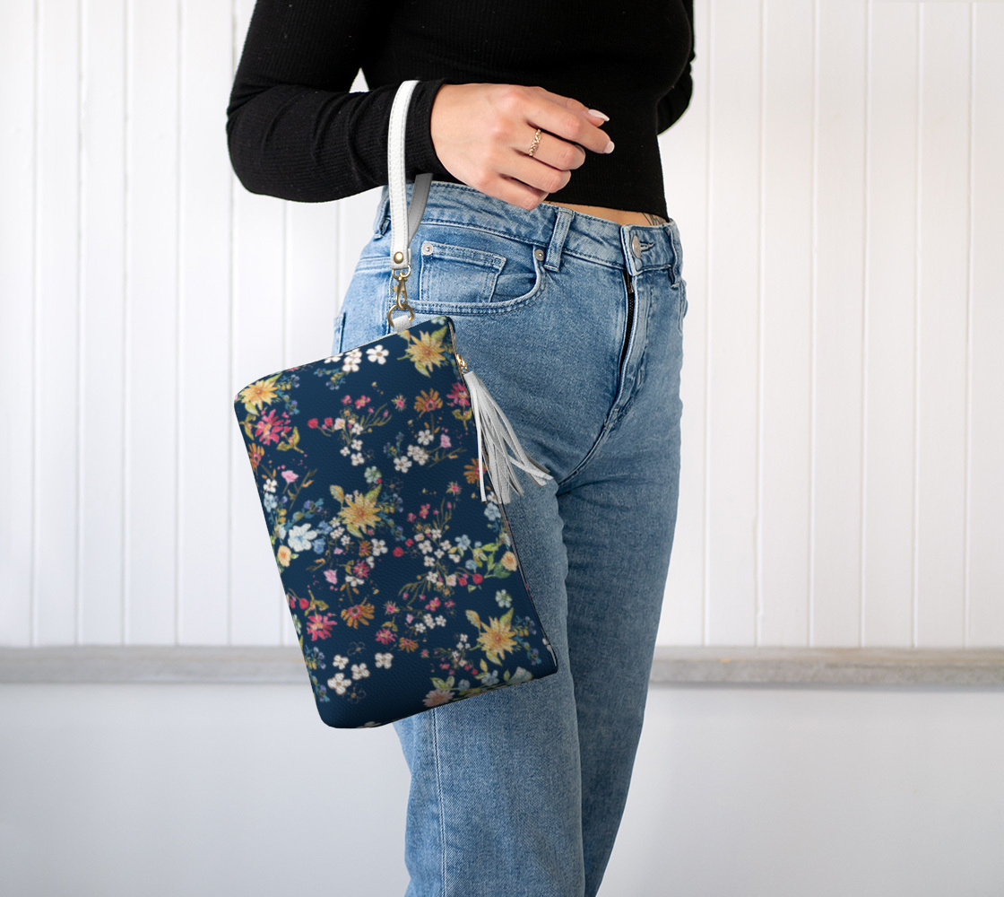 NEW BLUE VEGAN LEATHER MAKEUP BAG