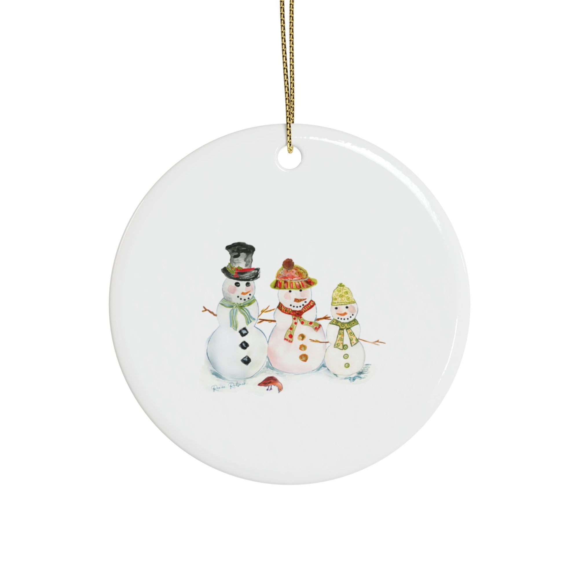 Watercolor Art Christmas Ornament | Snowman Holiday Ornaments | Snowman Family Ornament | Christmas Ornament with Snowmen