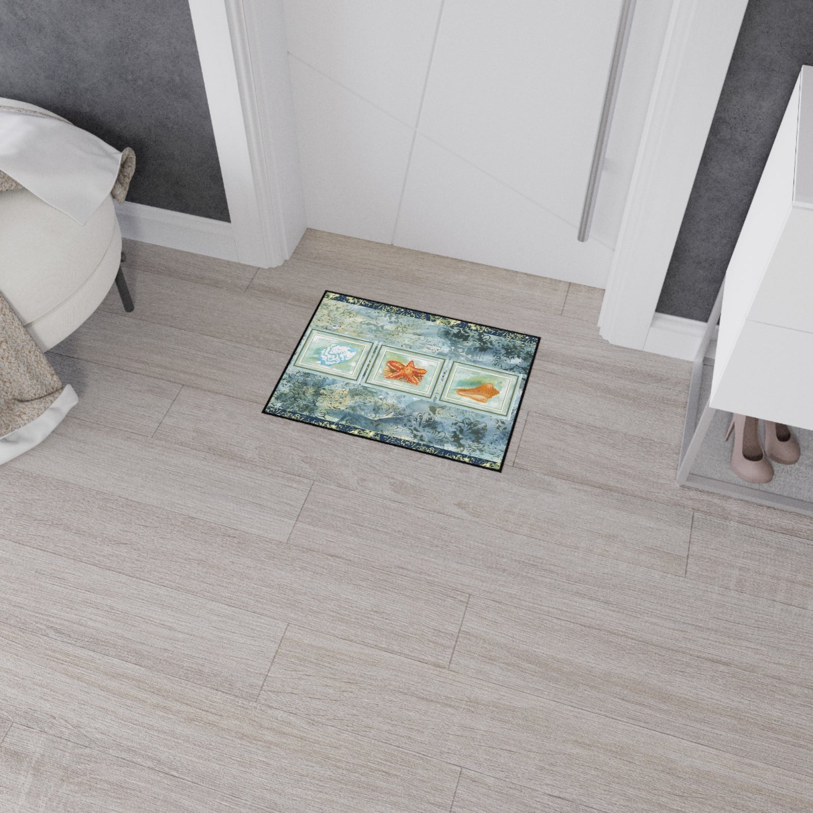 Heavy Duty Floor Mat | Beach Themed Floor Mat | shells On Floor Mat