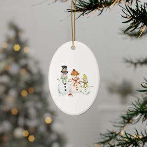 Watercolor Art Christmas Ornament | Snowman Holiday Ornaments | Snowman Family Ornament | Christmas Ornament with Snowmen