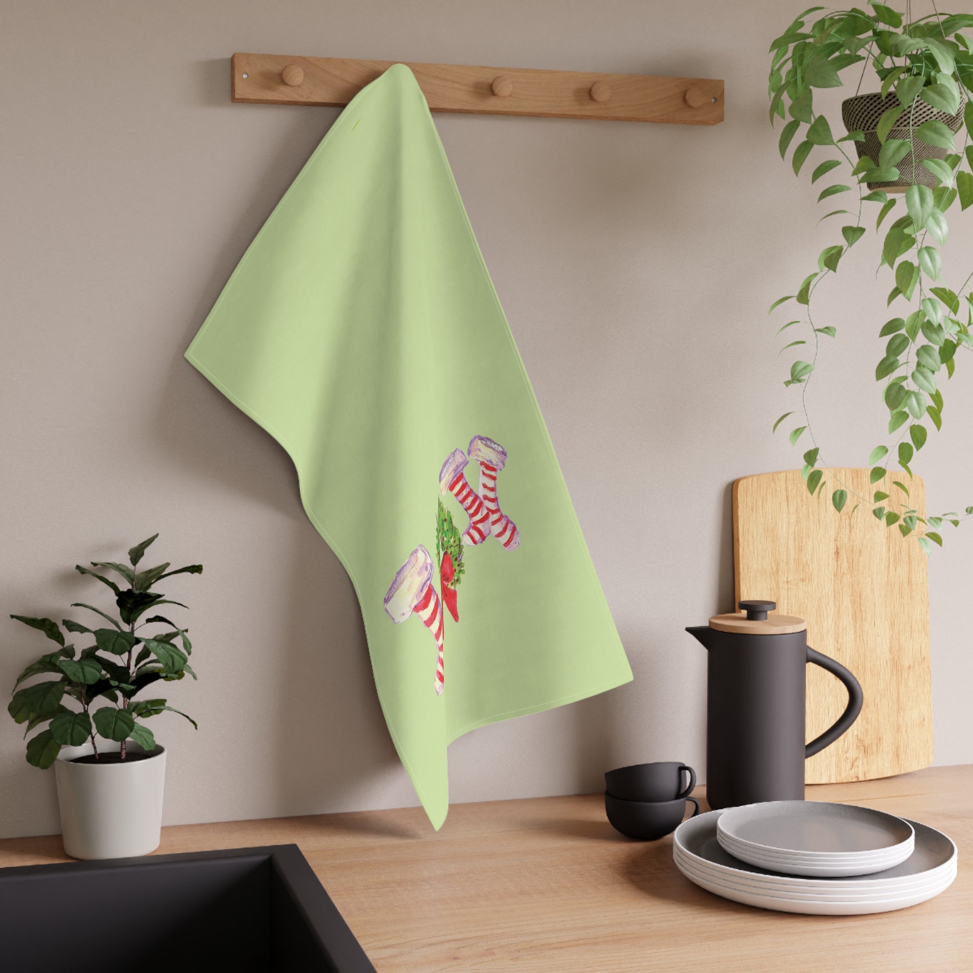 Festive Joy Tea Towels - Holiday Kitchen Decor, Christmas Gift Idea, Merry Kitchen Towel, Party Supplies, Home & Living Decor