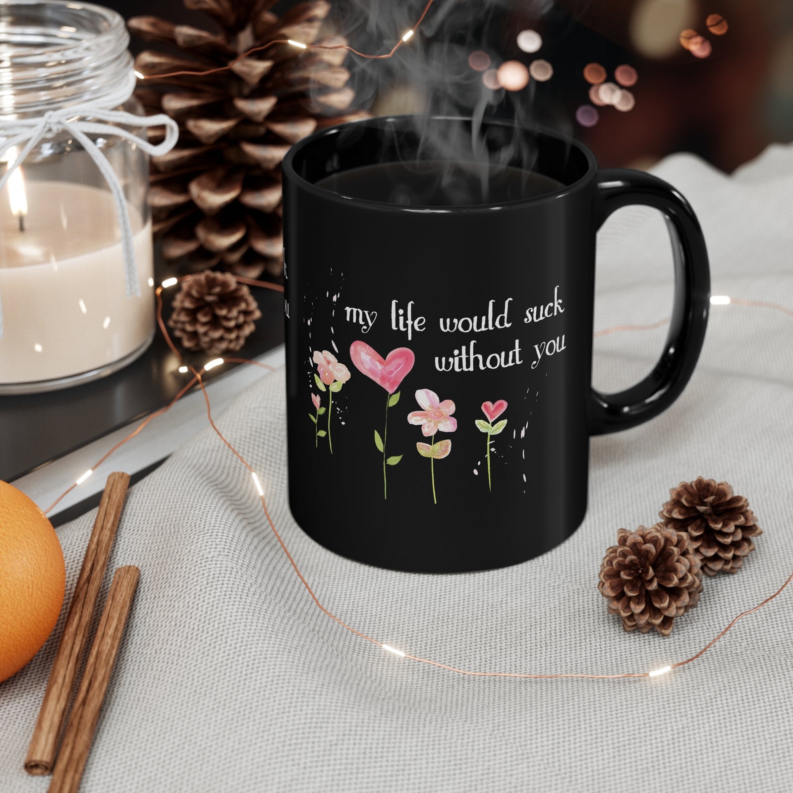 Valentine 11oz Black Mug | Romantic Mug | I Love You Mug