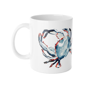 Red White and Blue Mug, Funny Mug, Mug for Lake House, Crabby But Cute Coffee Mug — 'Sorry I’m a Little Crabby' Ceramic 11oz