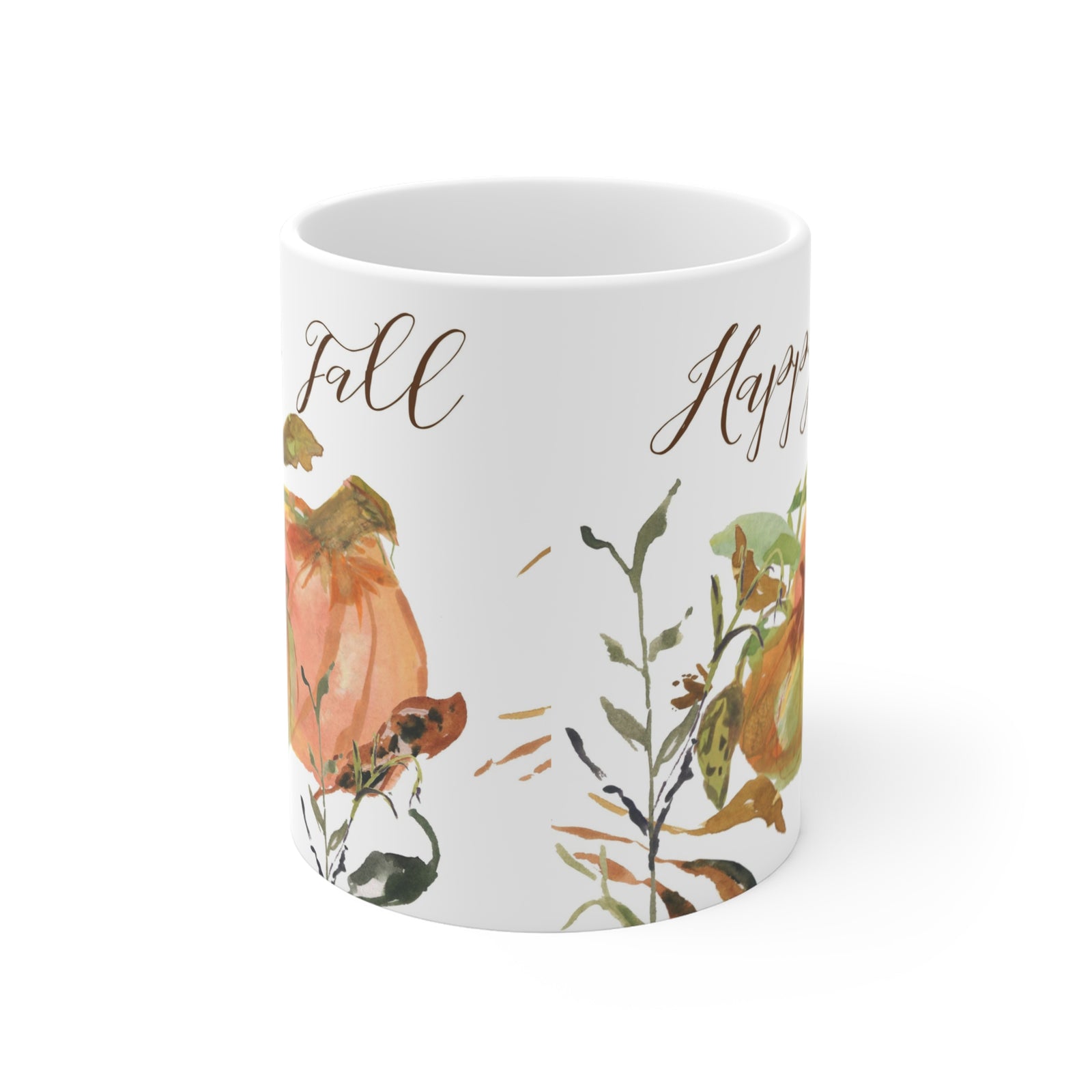 Thanksgiving Coffee Mug 11oz | Watercolor Pumpkins Coffee Mug | Original Art Mug for Tea, Coffee, Hot Chocolate