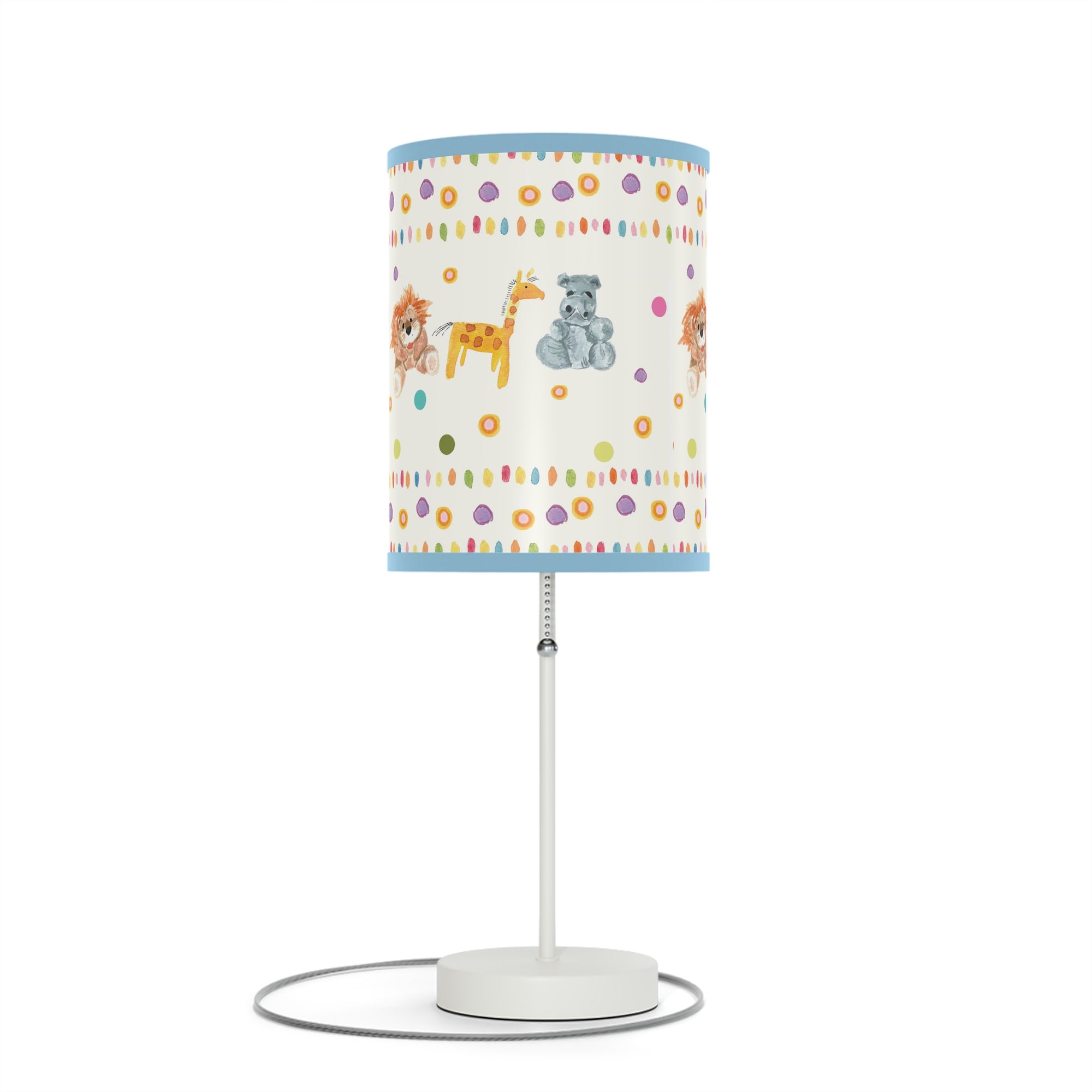 Baby Room Decor | Baby Animals on Lamp on a Stand | Yellow Baby Lamp for Table